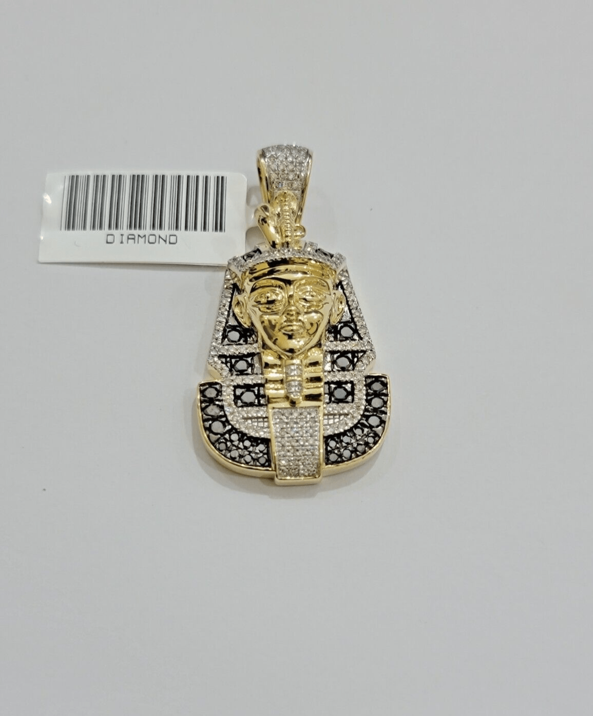 Black Diamond Pharoah Charm Pendant 10kt Yellow Gold 0.80 CT Chain Necklace SALE - GoldenlinQ